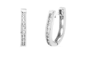 0.79 CT TW Round Diamond Hoop Earrings 14K White Gold DER014