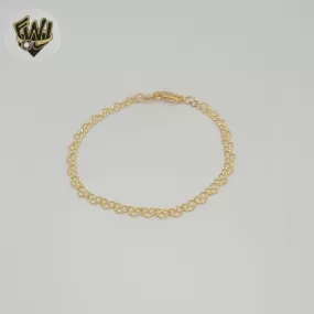 (1-0608) Gold Laminate - 4mm Hearts Link Bracelet - 7 - BGF