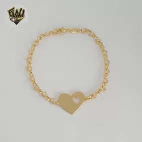 (1-0718) Gold Laminate - 4mm Rolo Link Heart Bracelet - 7.5 - BGF