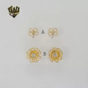 (1-1176) Gold Laminate - Stud Earrings - BGF