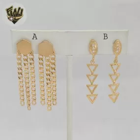 (1-1239-3) Gold Laminate - Long Earrings - BGF