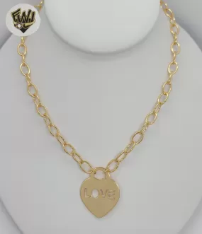 (1-6007) Gold Laminate - Open Link Heart Necklace - BGF