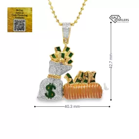 10K Gold 0.47 CTW Diamond Money Bag Bread Charm