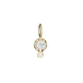 10K Gold Moonstone Birthstone Charm with Diamond Drop