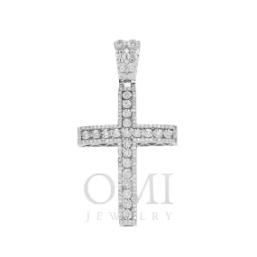 10K GOLD ROUND DIAMOND CROSS PENDANT 0.74 CT