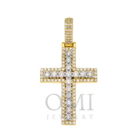 10K GOLD ROUND DIAMOND CROSS PENDANT 2.89 CT