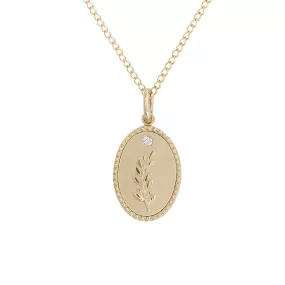 10K Gold Small Olive Branch Necklace with Diamond Detail