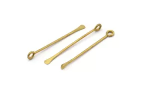 12 Customized Size Raw Brass Paddle Eye Pins ( 40 mm )     D0374