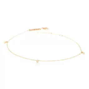 14k 3 Dangling Diamond Anklet