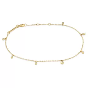 14k 7 Mixed Cut Diamond Dangle Anklet