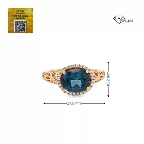 14K Gold Diamond Sapphire Ring