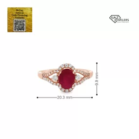 14K Rose Gold Diamond, Ruby Ladies ring