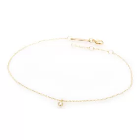 14k Single Dangling Diamond Anklet