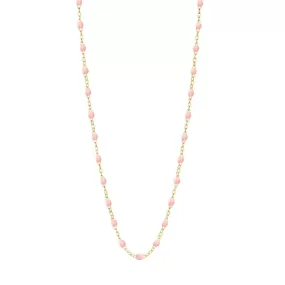 18K Gold and Baby Pink Resin Beaded Classic Necklace