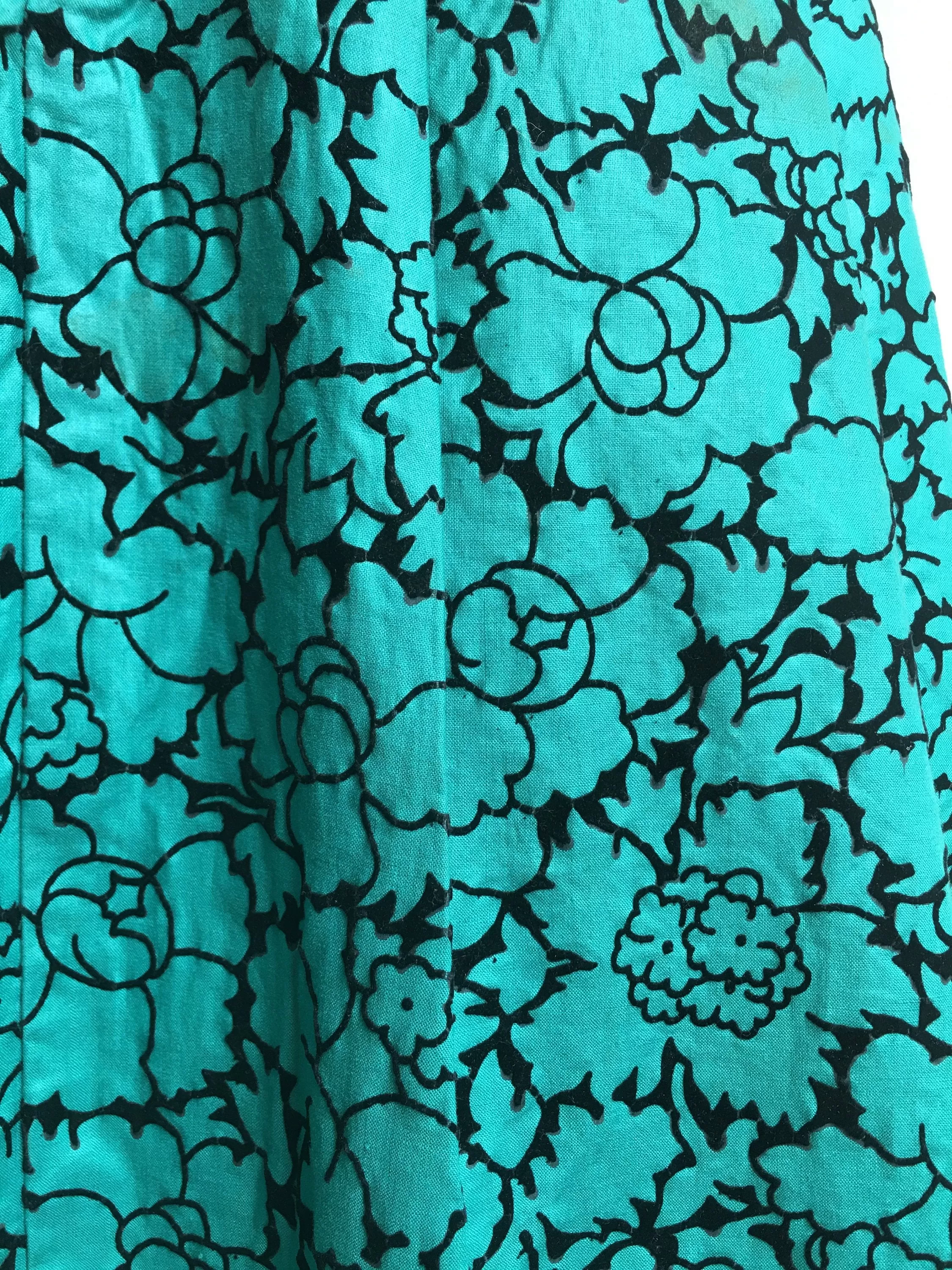 1950s Hand Made Teal and Velvet Party Dress