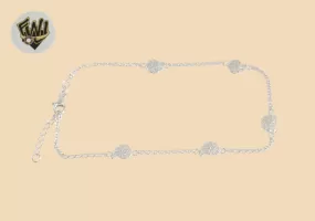 (2-0174) 925 Sterling Silver - 2mm Link Shell Anklet - 10