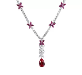 9*14MM Ruby Gemstone Pendant Necklace 925 Sterling Silver