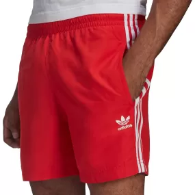 adidas Adicolour Classic 3 Stipes Mens Swim Shorts - Red