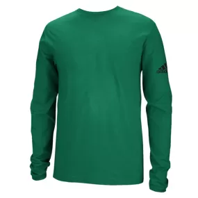 adidas Men's Green Long Sleeve Logo Tee