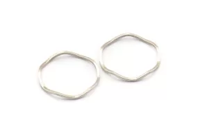 Antique Silver Circle Rings, 24 Antique Silver Plated Brass Wavy Circle Rings, Charms (18x0.8mm) BS 1805 H0561