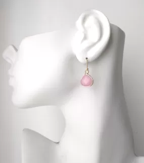 Baby Pink Jade Single Drop Hook Earrings