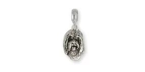 Bearded Collie Charm For Slide Bracelet Handmade Sterling Silver Dog Jewelry BCL3-PNS