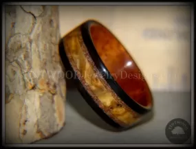 Bentwood Ring - Great Lakes Amboyna Burl and Ebony on Mahogany Liner with Beach Sand Inlays