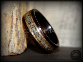 Bentwood Ring - Tracks Macassar Ebony Wood Ring Braided Gold and Canadian Beach Sand Inlay