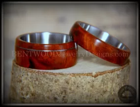 Bentwood Rings - Amboyna Burl Wooden Rings with Stainless Steel Inlay on Surgical Steel Cores