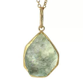 Bezel-Set Rough Irregular Shaped Aquamarine Pendant