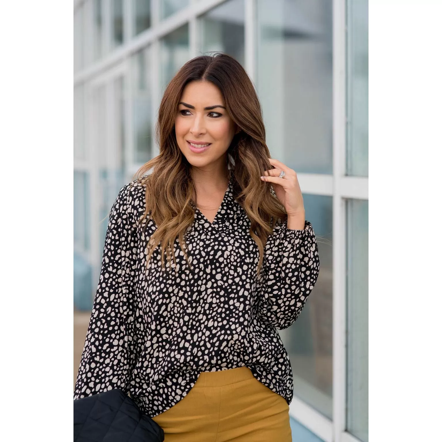 Black Dottie Blouse