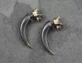 Black Talon Earrings - Oxidized Bronze