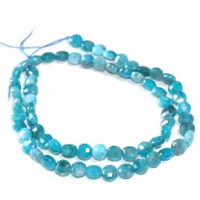 Blue Apatite 6mm Faceted Coin 15-16 Inch