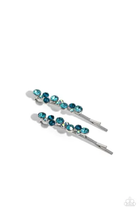 Bubbly Ballroom Blue Rhinestone Hair Pins - Paparazzi Accessories