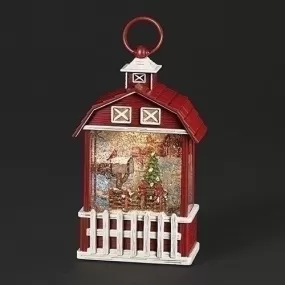 Cardinal Haven Barn Snow Globe - USB and Battery Operated Winter Sanctuary