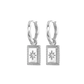 Charming Huggie Hoop with Earrings with Square Pendant