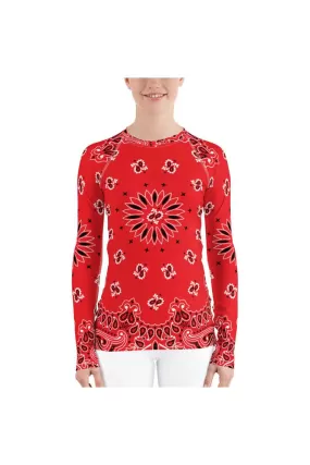 Class Red Bandana Women's Rash Guard