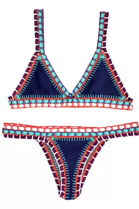 Coccoloba Swim Crochet Top in Navy