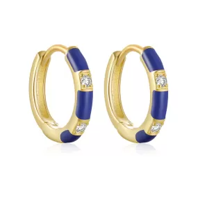 Colorful Dopamine Enamel CZ Diamonds French Hoop & Huggie Earrings