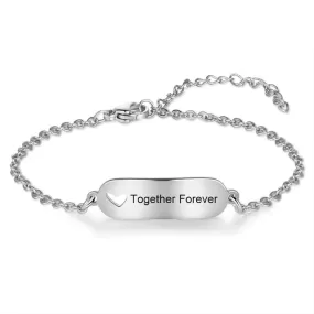 Customized Engravable Bar Bracelets for Women Hollow-out Heart Stainless Steel Personalized Bracelets Custom Gifts