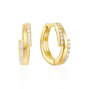 CZ Diamond Irregular Eternity Huggie Earrings