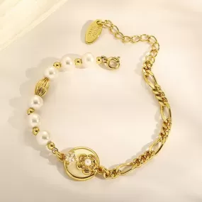 CZ Flower Pearl Bracelet