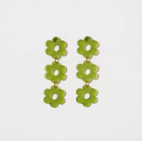 Daisy Chain Retro Earrings in Frosted Olive