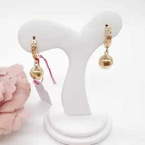 Dangling Ball Huggies Earrings 18K Gold