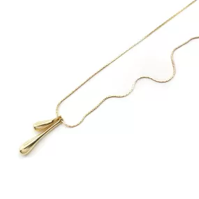 Double Teardrop Gold Pendant Necklace