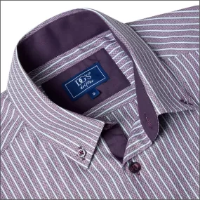 Drifter Ivano Purple & White Stripe Shirt<>