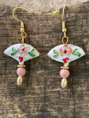 Enameled Fan Earrings