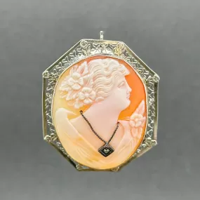 Estate 10K Y Gold Cameo w. Diamond Pendant/Pin