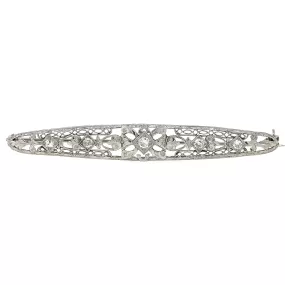 Estate 14k White Gold Diamond Bar Pin