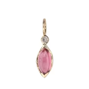 Gold Bezel-Set Marquise Pink Tourmaline Talisman Pendant